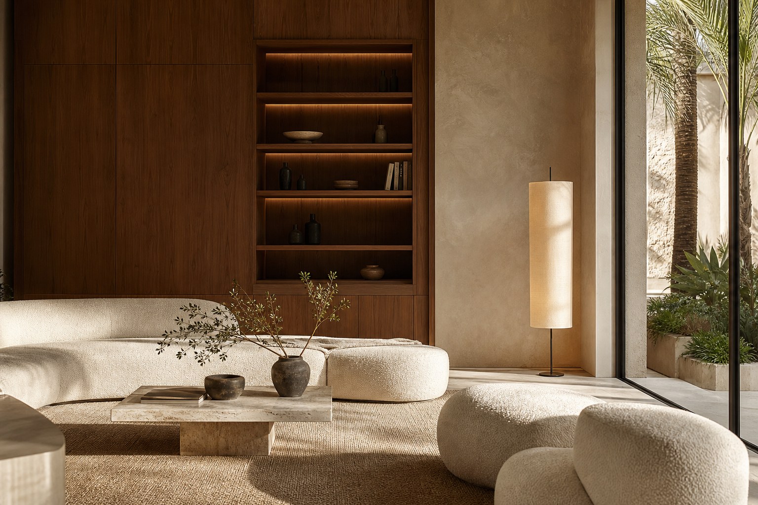 Custom walnut living room by Pambuddha Homes