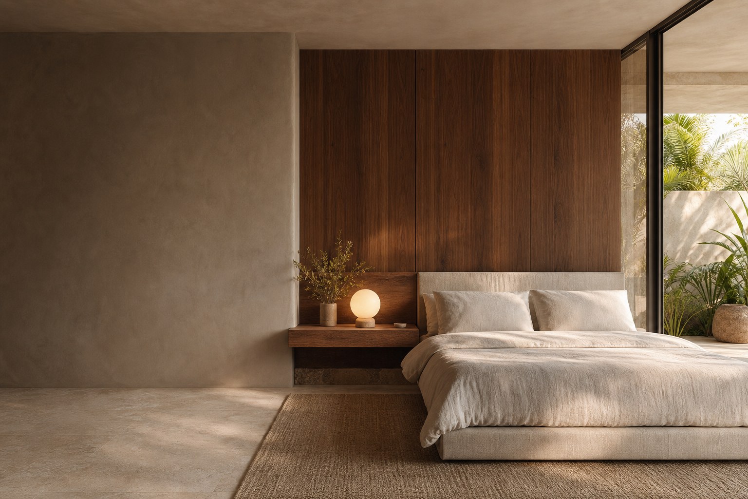 Primary suite with custom walnut millwork by Pambuddha Homes